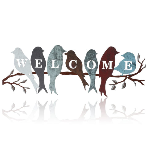 Peryiter bird on branch wall art for welcoming porch ambiance