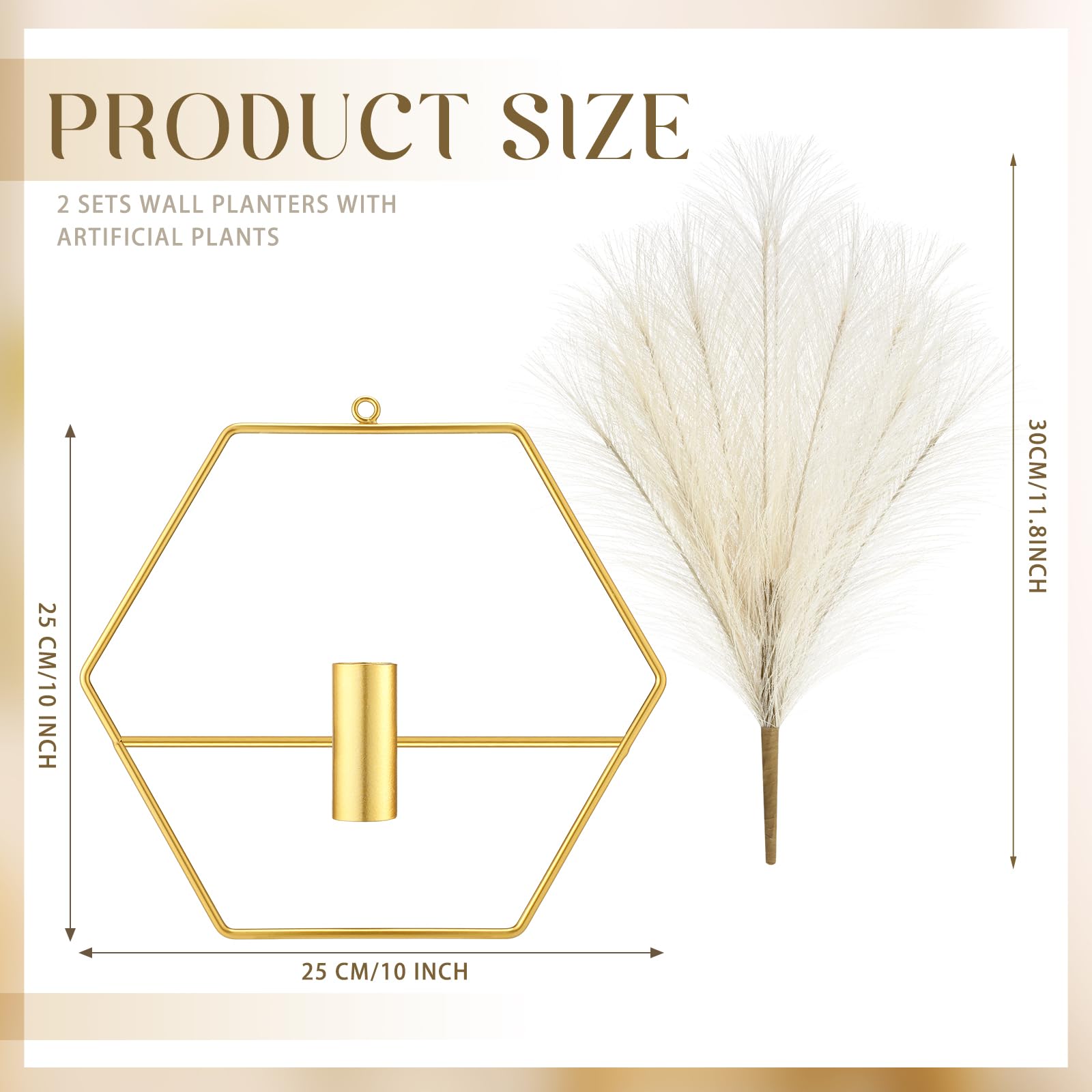 Peryiter hanging planters in gold hexagon set for geometric charm and clutter-free display