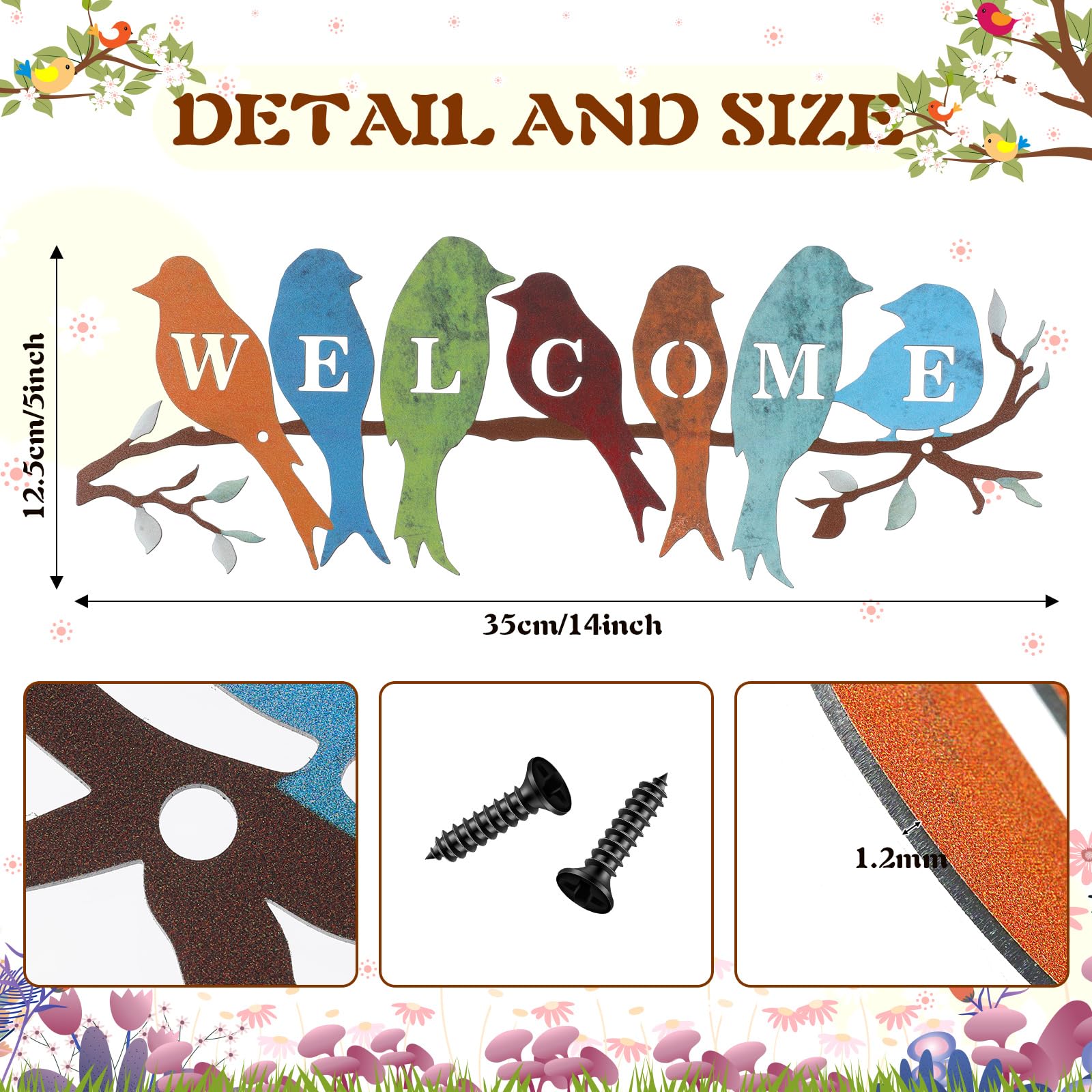 Peryiter outdoor welcome sign in metal adds rustic charm to porch or garden.
