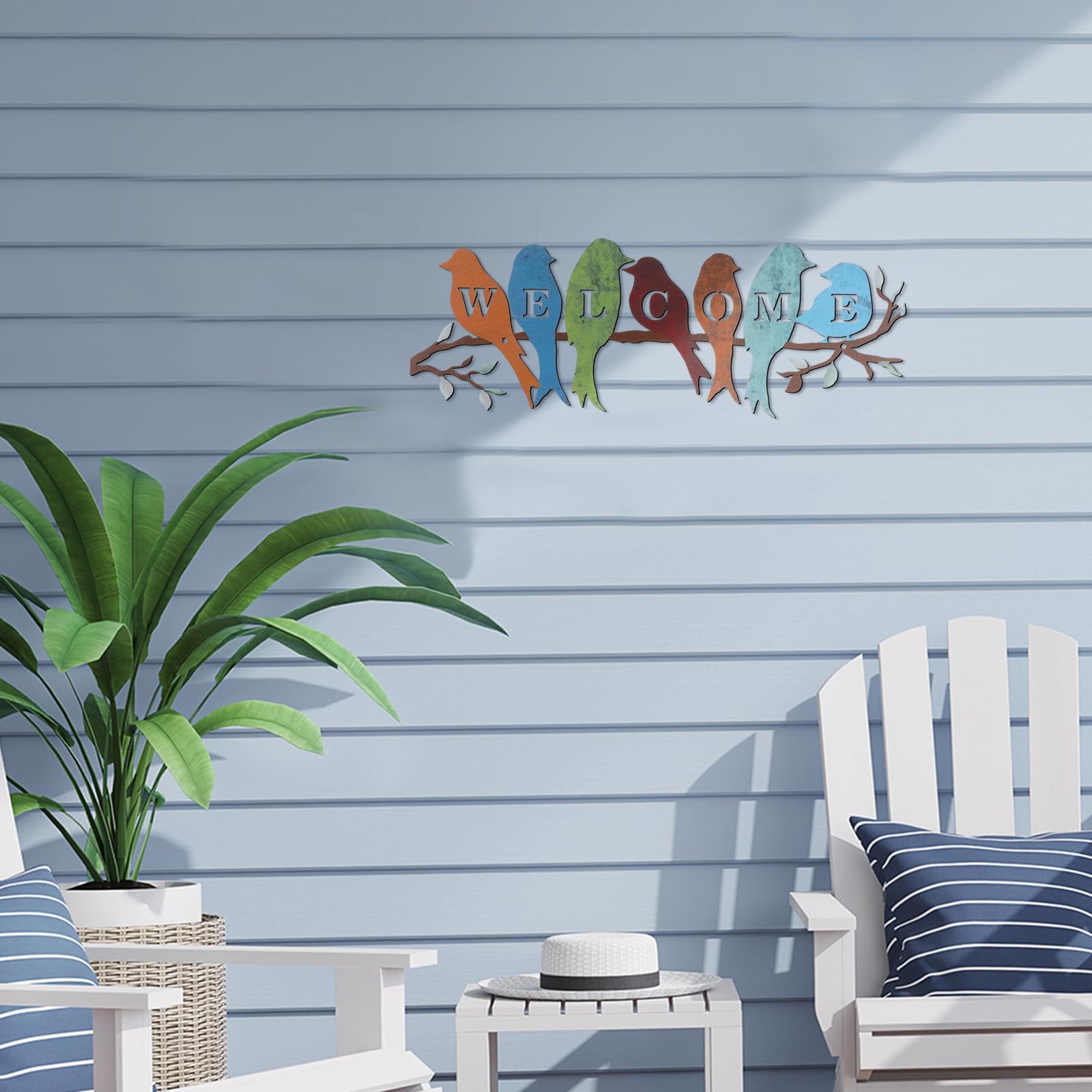 Peryiter patio welcome wall art brightens outdoor spaces.