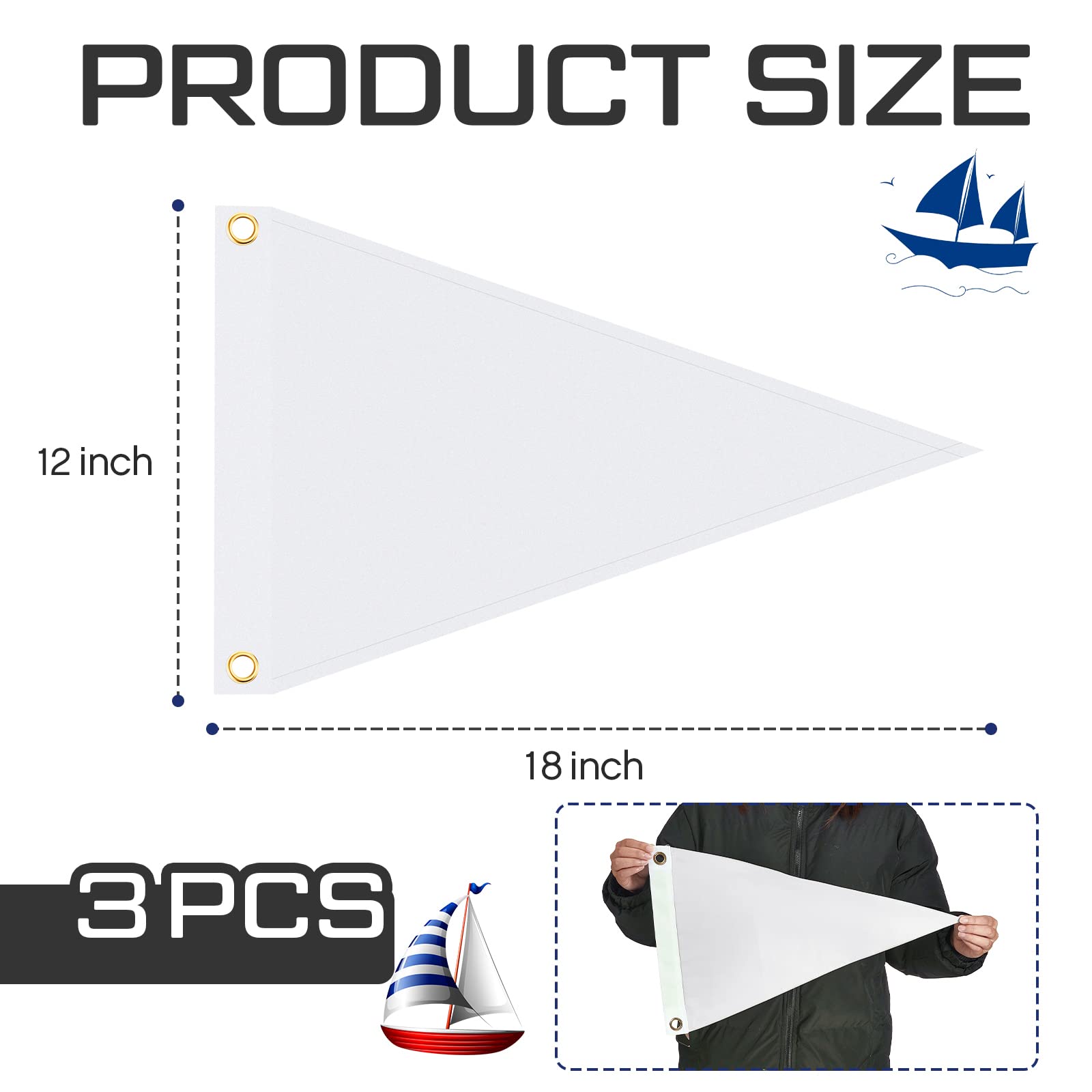 Peryiter pack of three pennant flags ready for decorating events