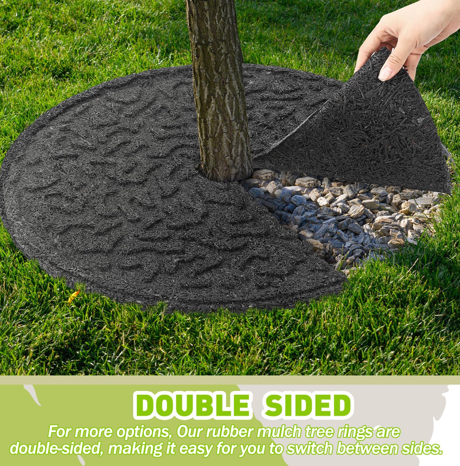 Expandable central hole on a Peryiter mulch ring fits most tree trunks