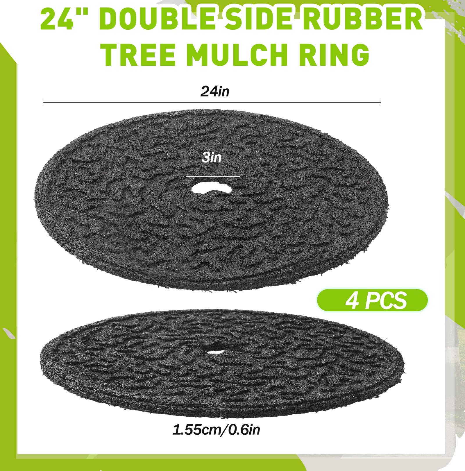 Peryiter ring with textured side deterring weeds along the trunk