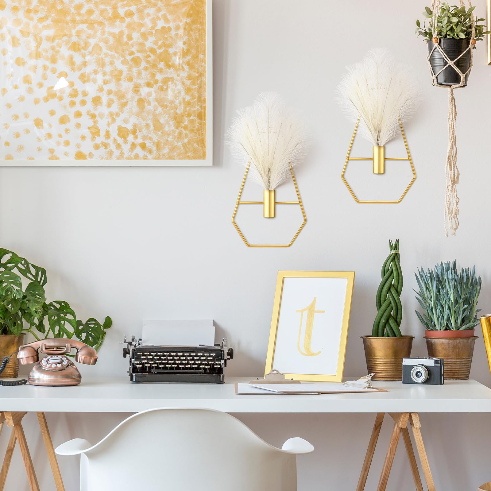 Peryiter wall art bracket detail highlights sturdy metal construction and geometric lines.