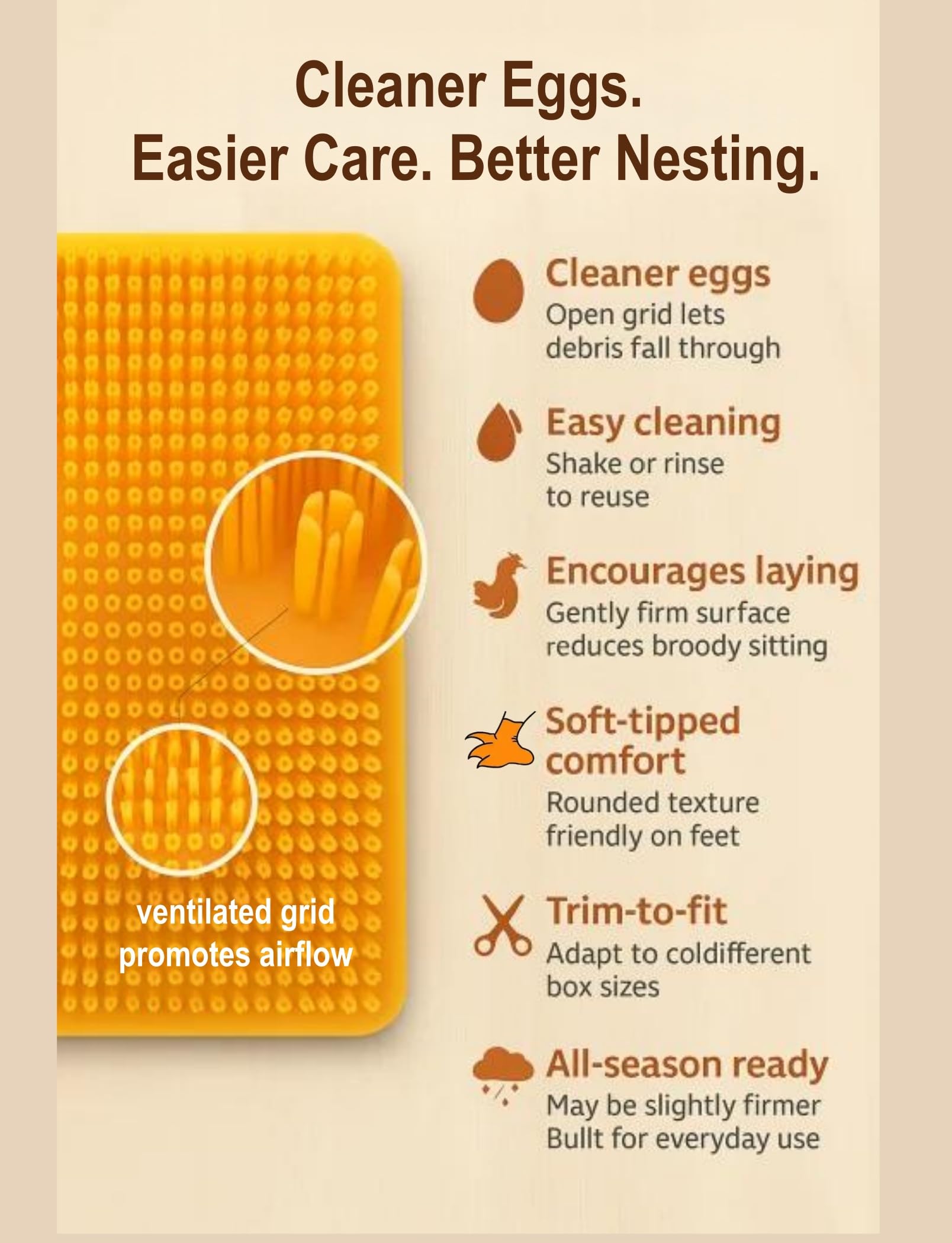 PERZUMI nest pad trim-to-fit coop for a snug, non-slip installation