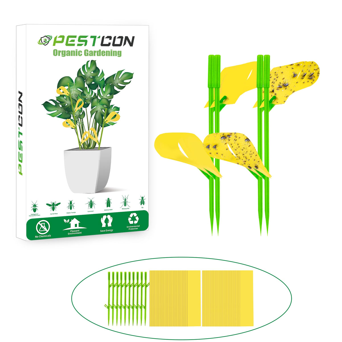 PestCon yellow sticky trap for plant gnats catches pests indoors