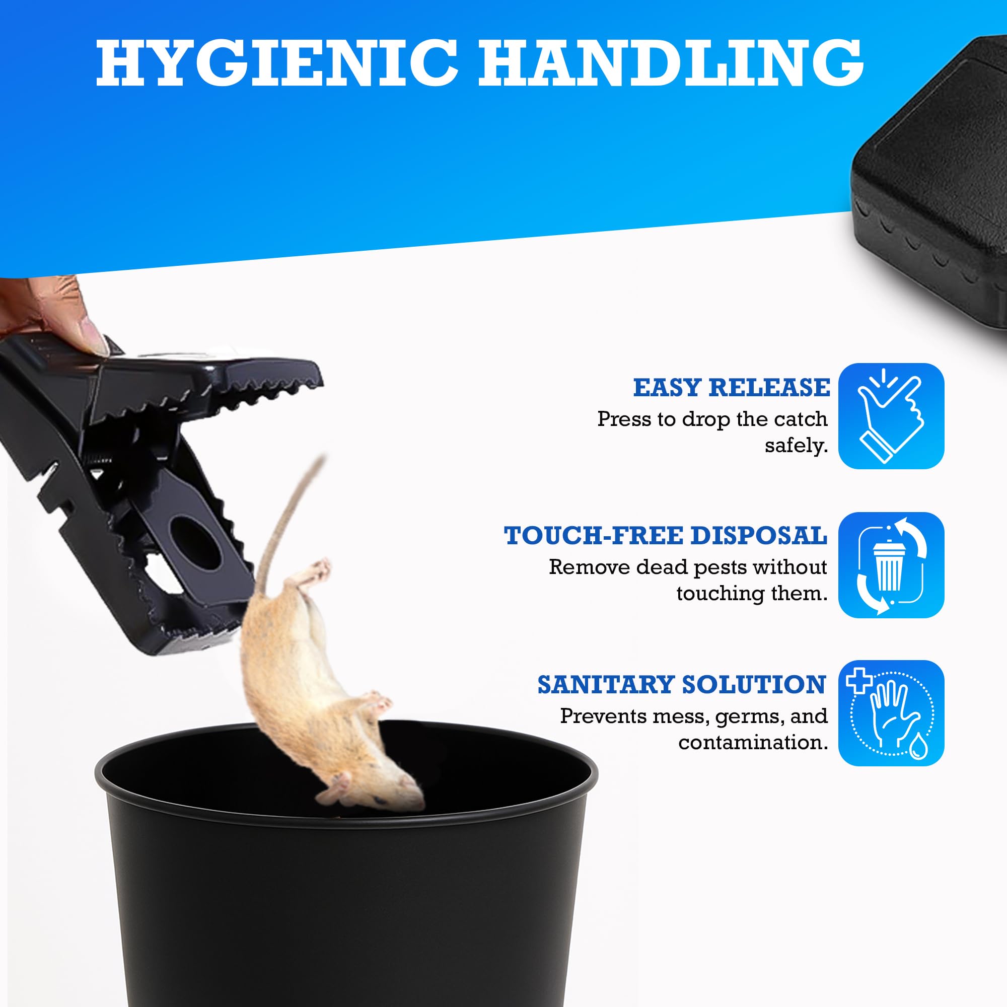 PestGuardX touch-free disposal feature image emphasizing hygienic handling after catch