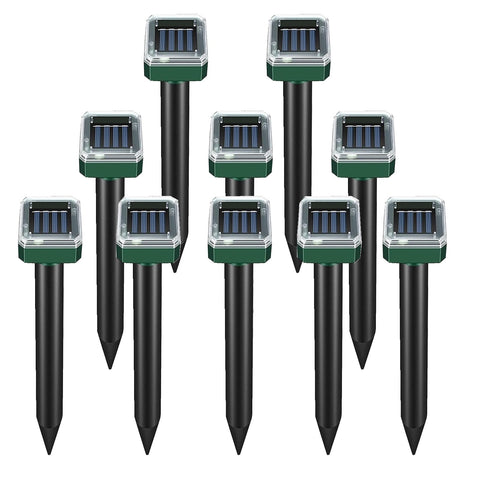 PestMentor Mole Repellent Solar Panel protecting a green lawn from burrowing pests.