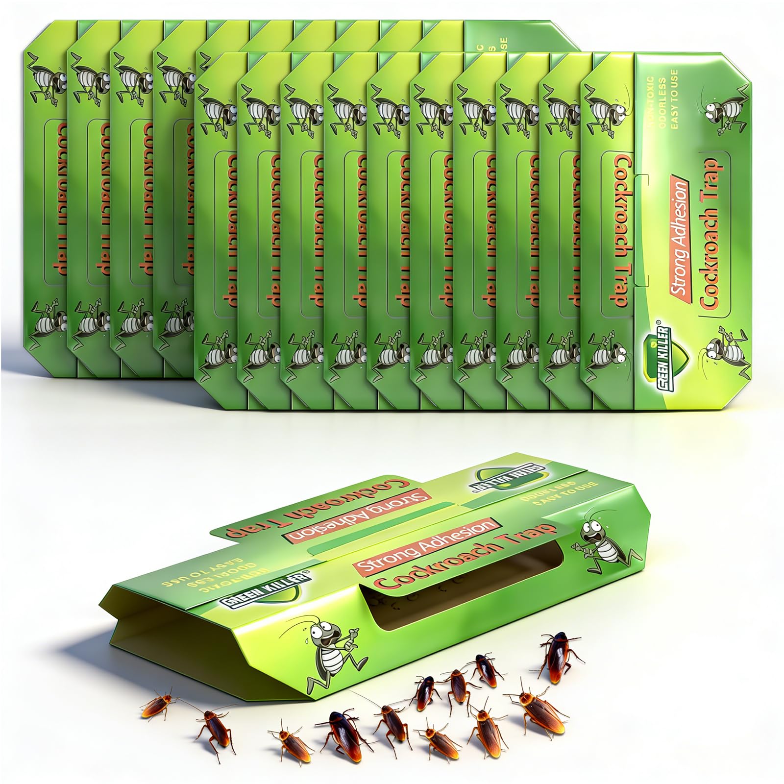 PestMentor roach-trap in the kitchen corner captures roaches with strong adhesive.