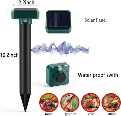 PestMentor solar panel and stake enabling easy, maintenance-free outdoor protection.