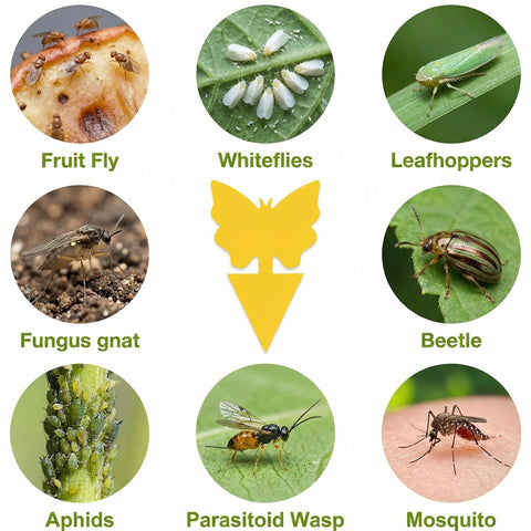 PestMentor two-sided adhesive captures pests from multiple angles near herbs.