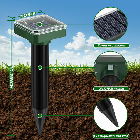 PestMentor Ultrasonic Pulse Deterrent showing wide-area pest deterrence for garden borders.