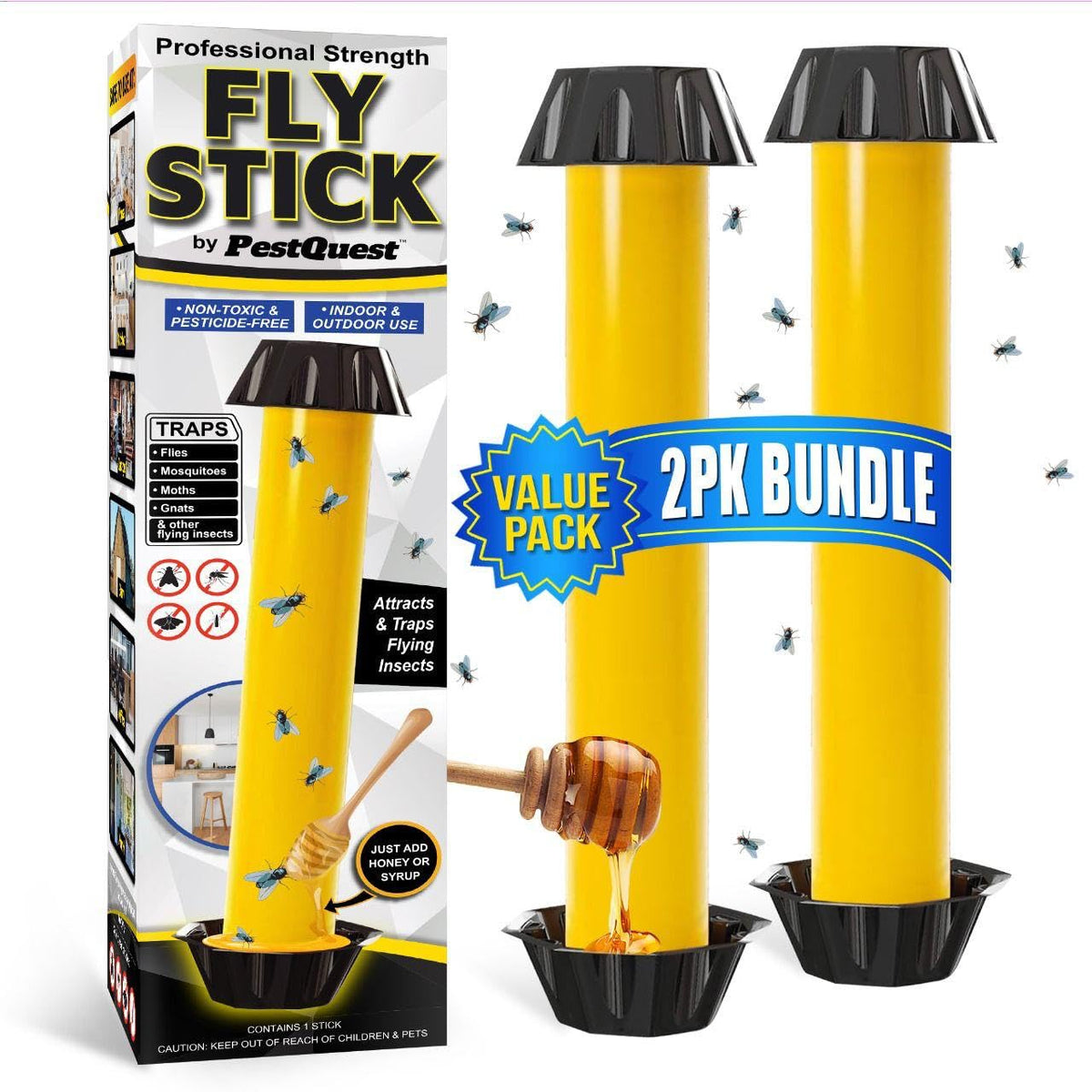 PestQuest Sticky Fly Stick two-pack front view for quick setup and control