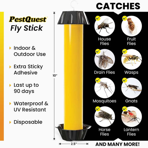 PestQuest Sticky Fly Stick for indoor use, ready to attract pests