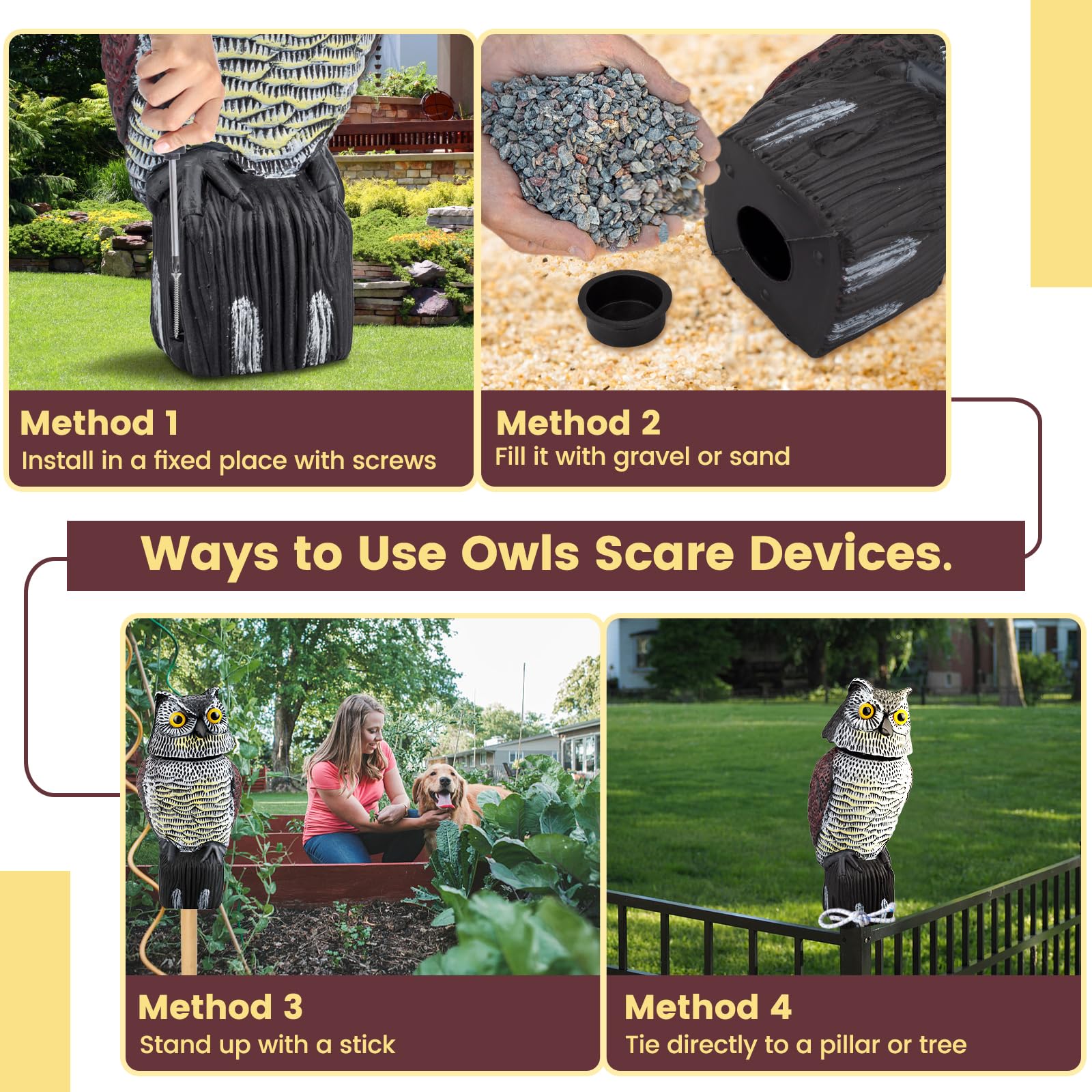 Pestvanish garden owl decoy withstands rain and sun for seasons