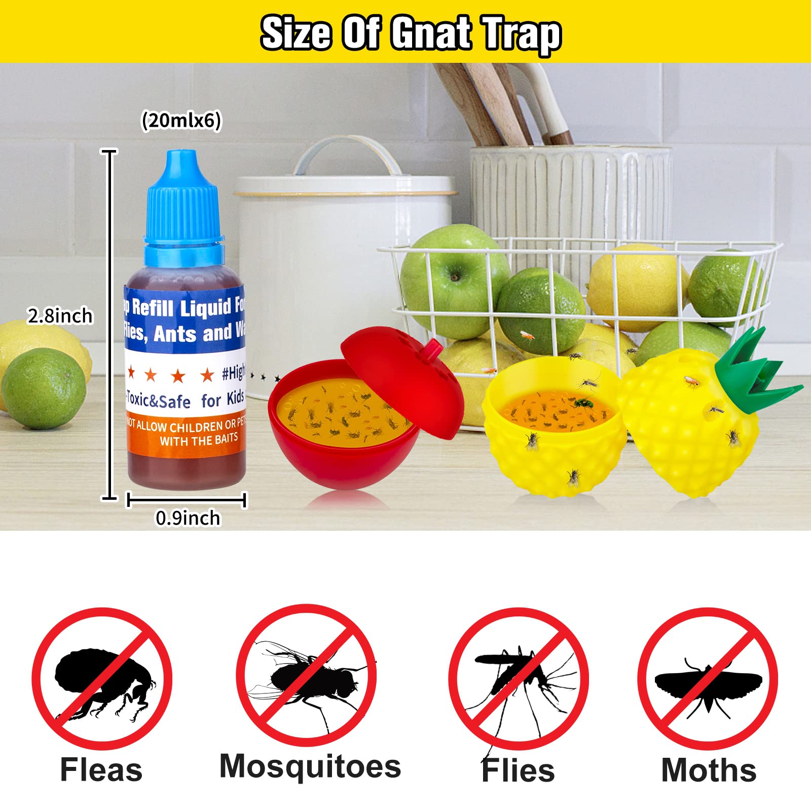 Pestvanish interior attractant in trap attracts gnats quickly for kitchen or bathroom use.
