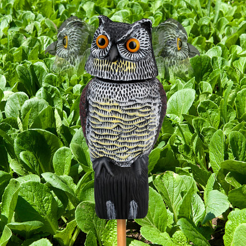 Pestvanish Owl Decoy with 360-degree rotating head deters rooftop birds