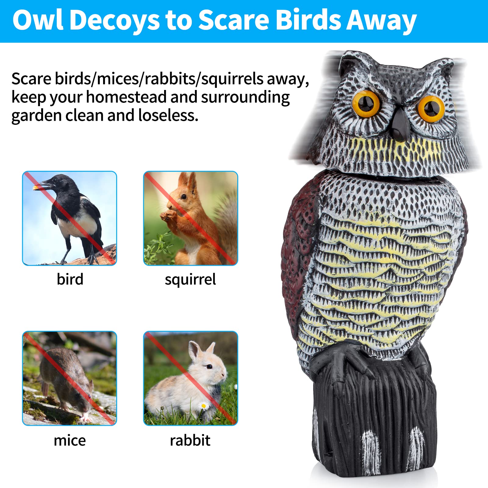 Pestvanish Owl Decoy waterproof finish stays vivid in rain