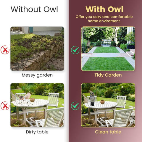 Pestvanish owl decoy includes weighted base for stable placement
