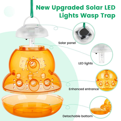 Pestvanish Solar Wasp Trap with eight entrances boosts trapping efficiency.