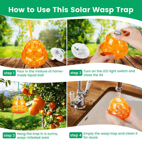 Pestvanish Wasp Trap with hanging cord enables easy outdoor placement.