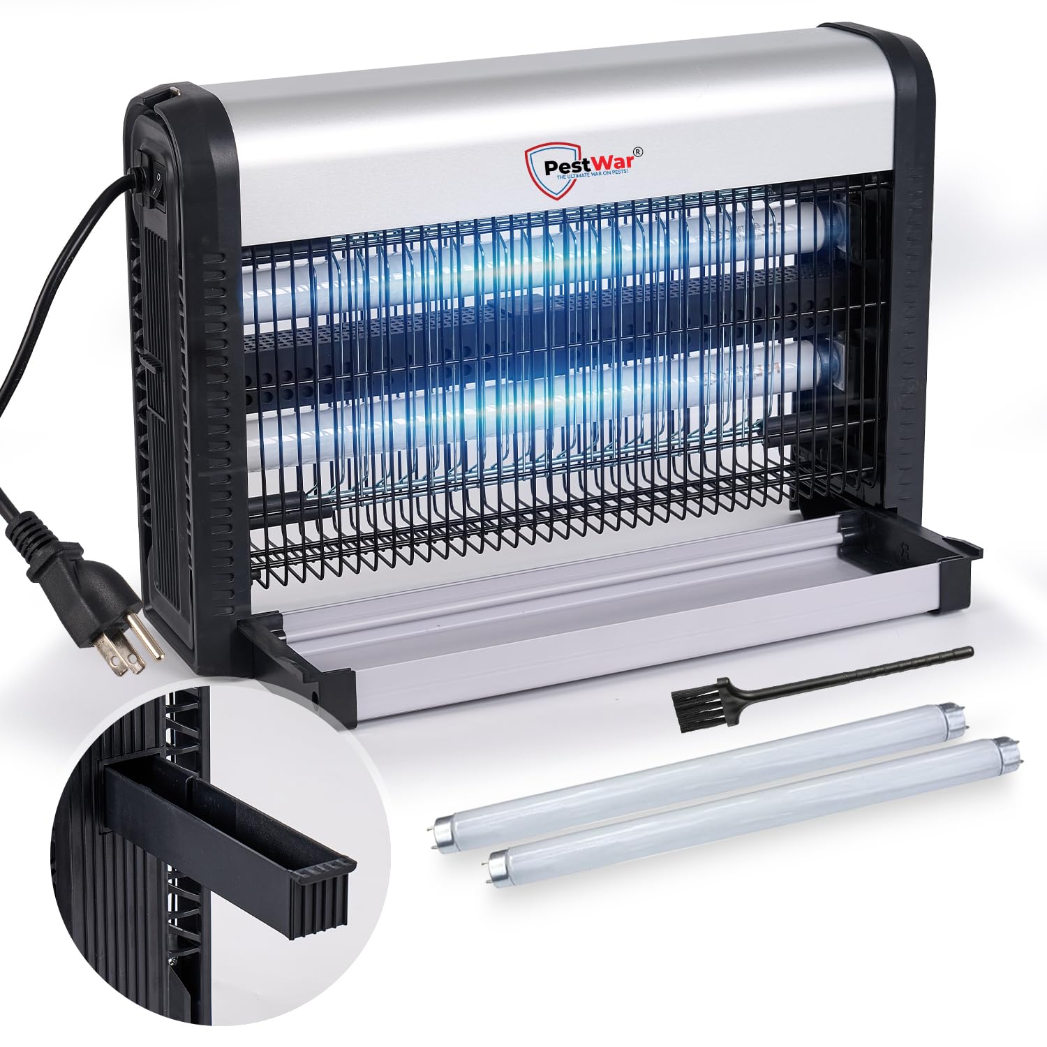 PestWar Advanced 2-in-1 indoor zapper front view attracts pests for quick elimination.