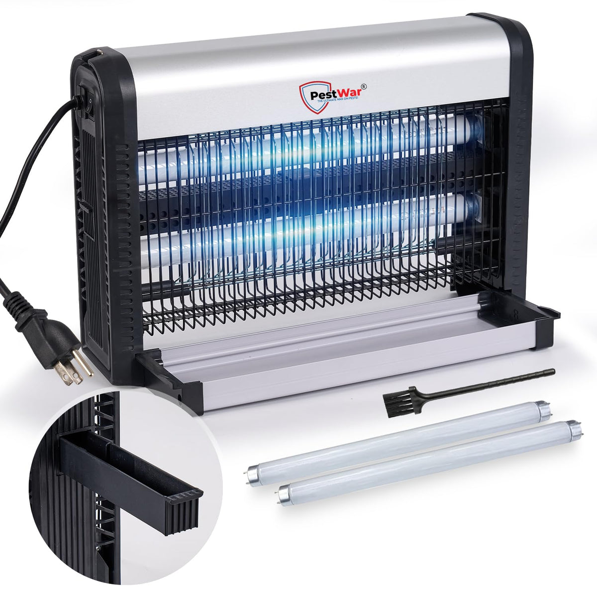 PestWar Advanced 2-in-1 indoor zapper front view attracts pests for quick elimination.