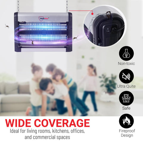 PestWar zapper in kitchen setting demonstrates indoor insect control.