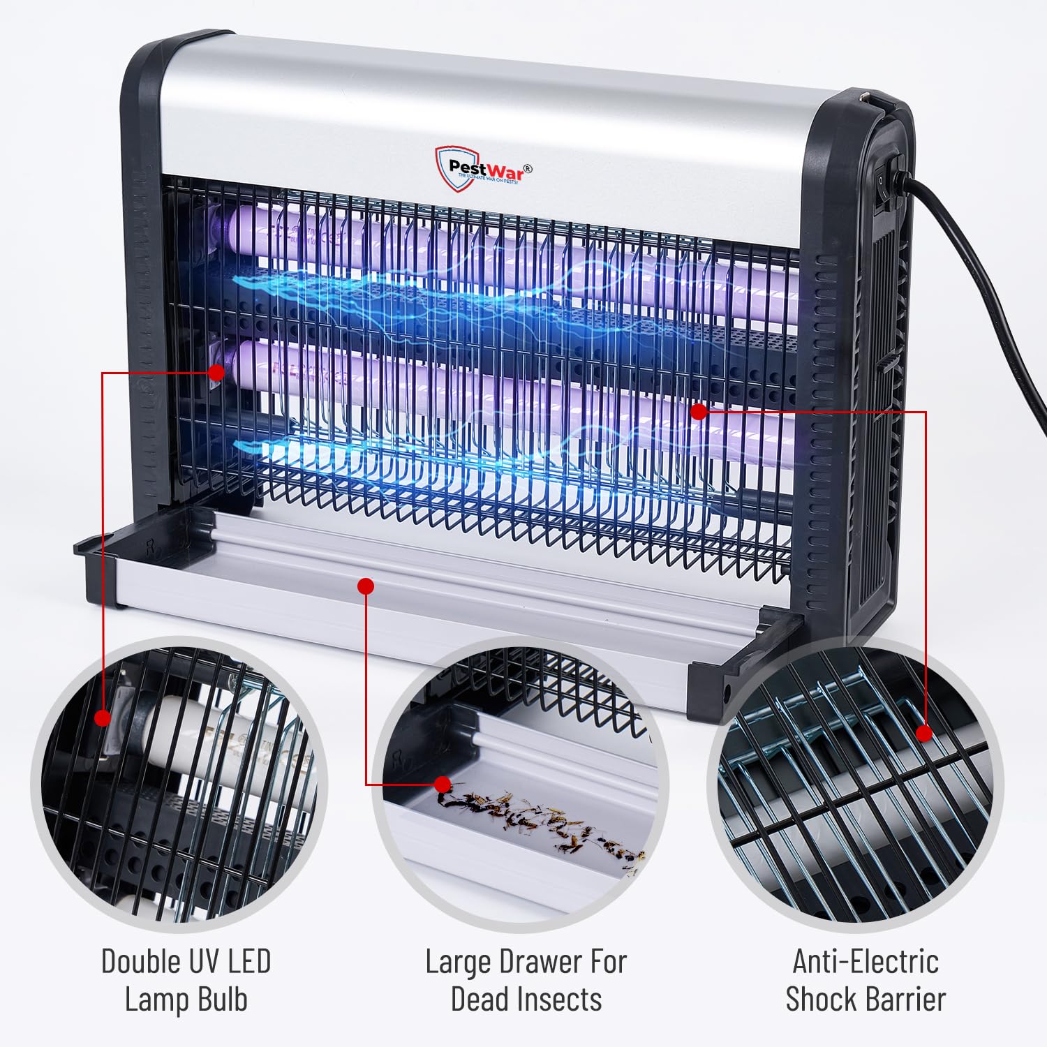 PestWar removable collection tray for easy cleaning and maintenance.