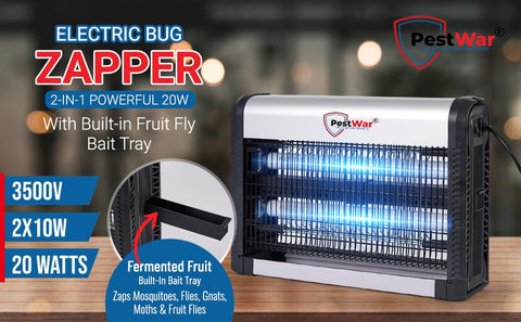 PestWar indoor zapper with UV bulbs powering silent insect attraction.