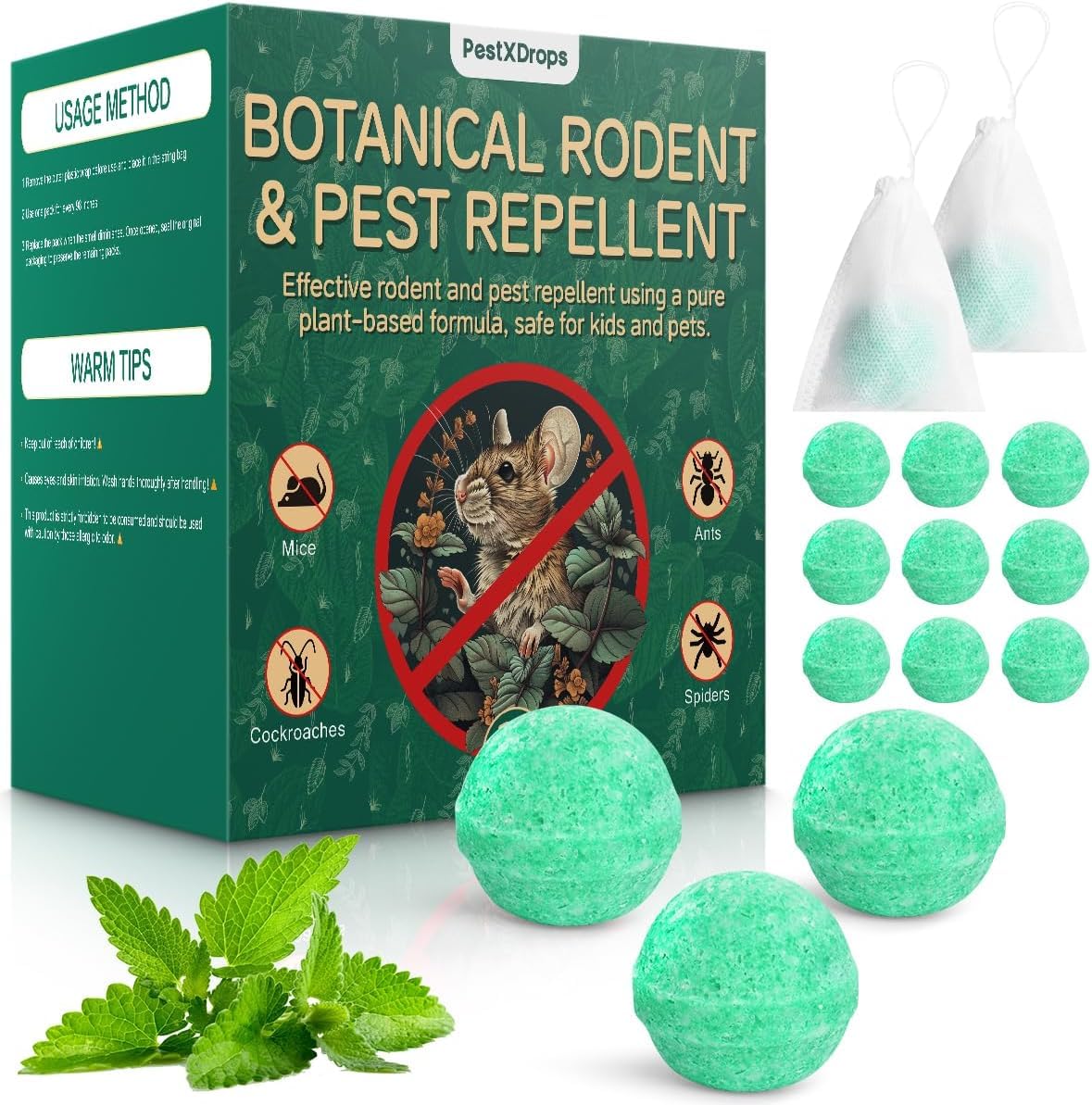 PestXDrops rodent repellent mint balls pack deters pests without traps