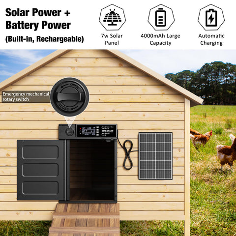 Pet Deluxe anti-pinch sensor protects chickens during automatic operation.