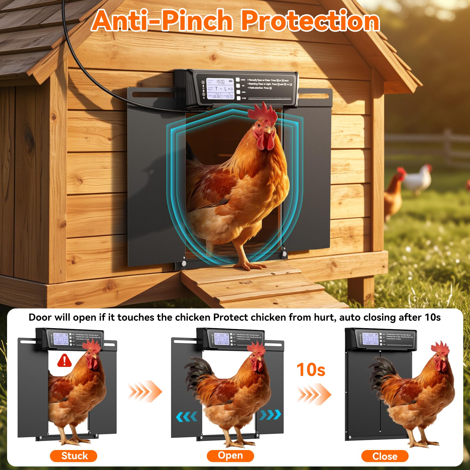 Pet Deluxe easy-install kit for quick coop opening and secure mounting.