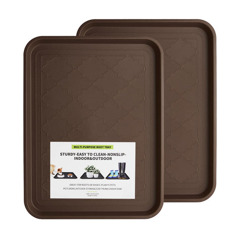 PETABBY boot tray all seasons brown contains mud and keeps entry neat.