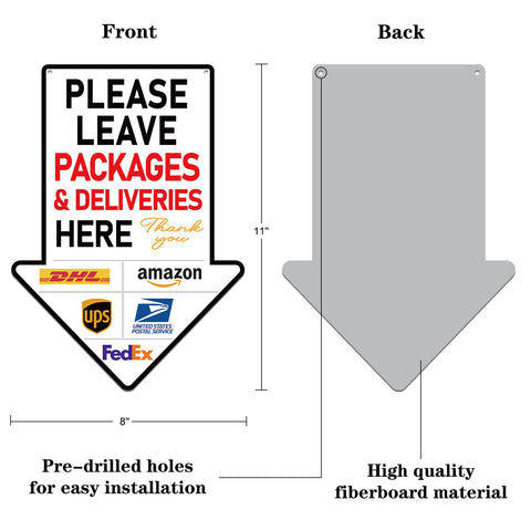 PETCEE packages-here sign graphic supports clear drop-off instructions