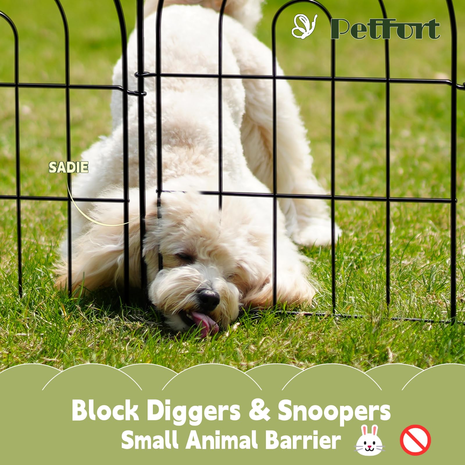 PetFort black decorative fencing blends with garden design