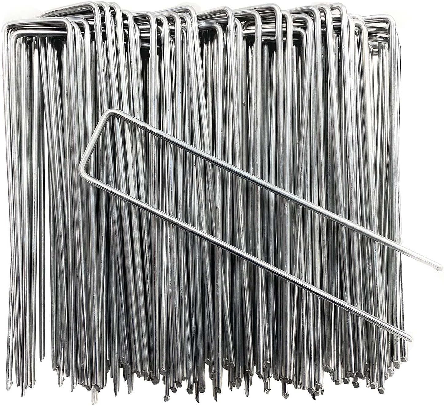 Petgrow 6-inch galvanized landscape stakes secure turf and sod.