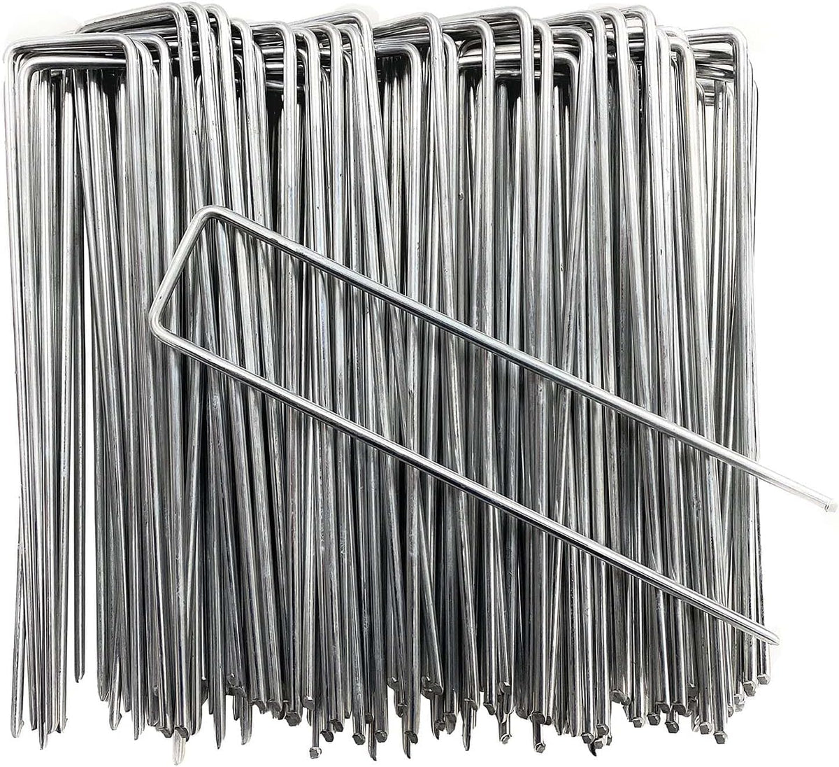 Petgrow 6-inch galvanized landscape stakes secure turf and sod.