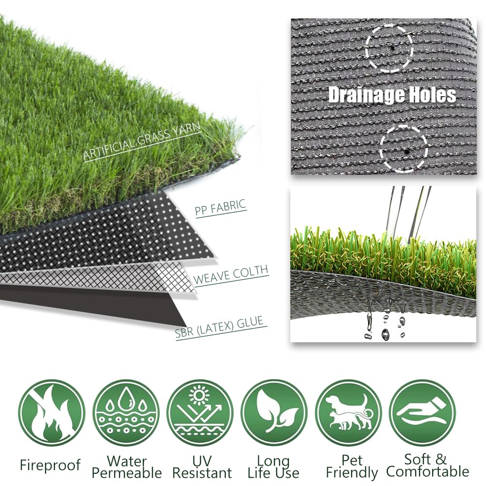 Petgrow turf drainage holes visible for quick drying after rain