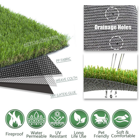 Petgrow turf drainage holes visible for quick drying after rain