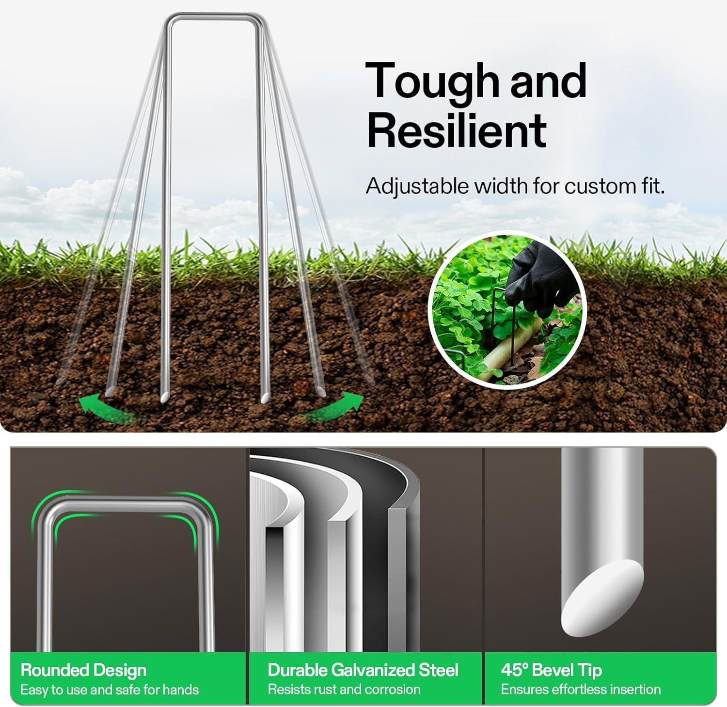 Petgrow sharp-ended stakes ease insertion into soil.