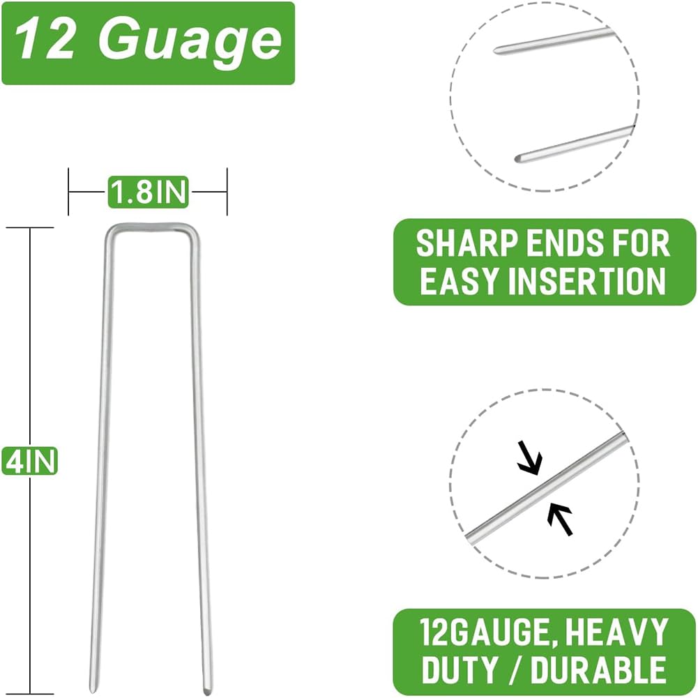 Petgrow U-type turf staples 11-gauge provide strong ground hold.