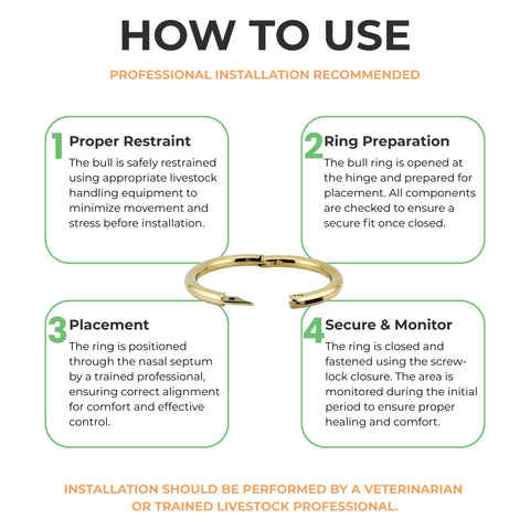 PETINUM bull nose ring with self piercing point for efficient installation when applied correctly.