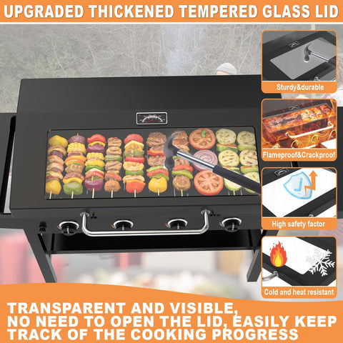 Petkao sturdy stainless steel handle on the hinged lid for easy lifting.