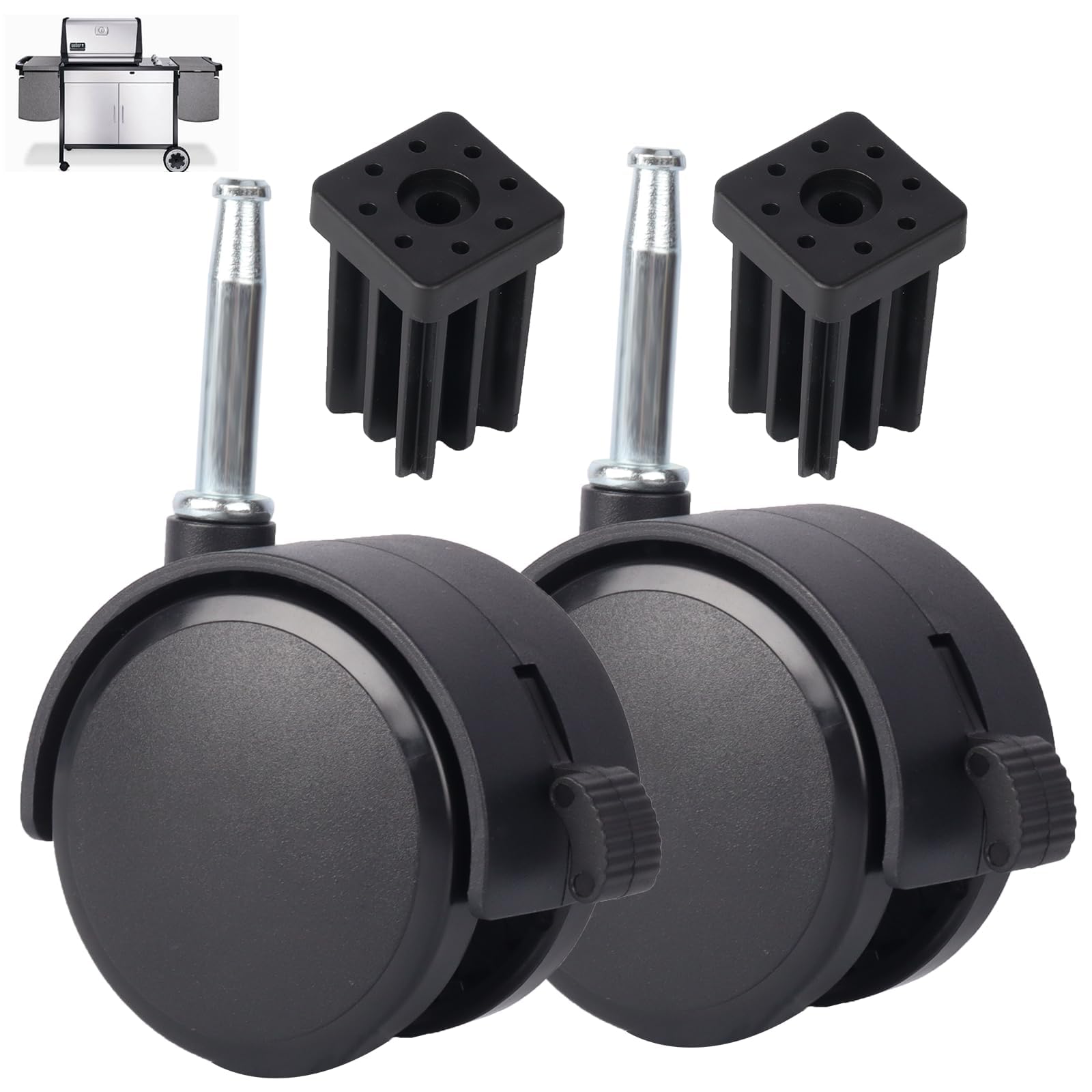 PETKAO 6414 wheels with caster insert for Weber; smooth mobility and stability.