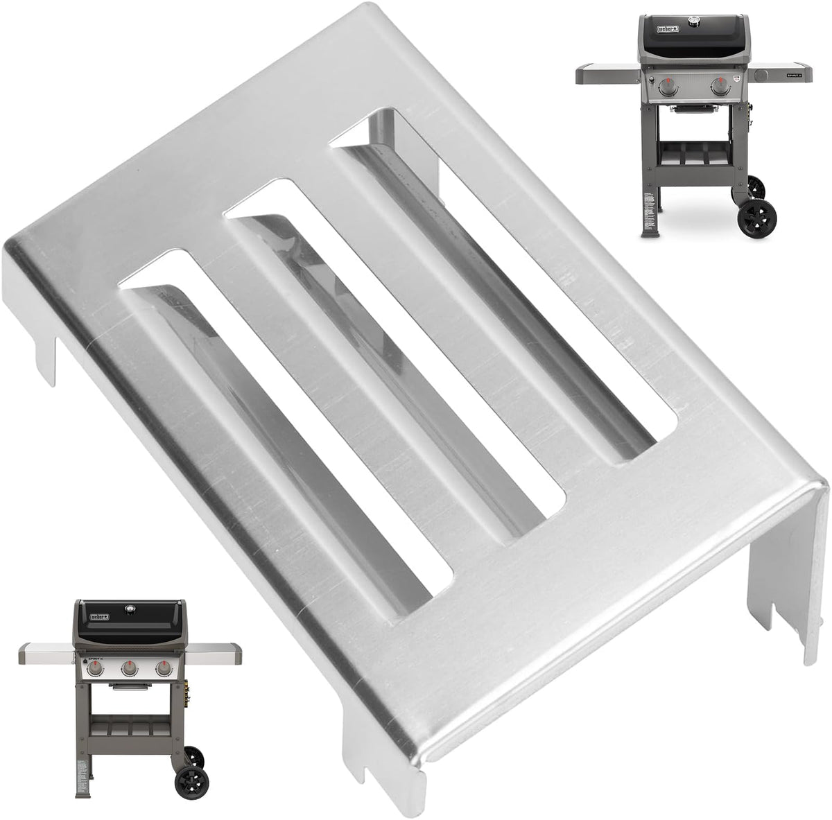 PETKAO 67060 heat deflector front view improves heat distribution on Weber Spirit II