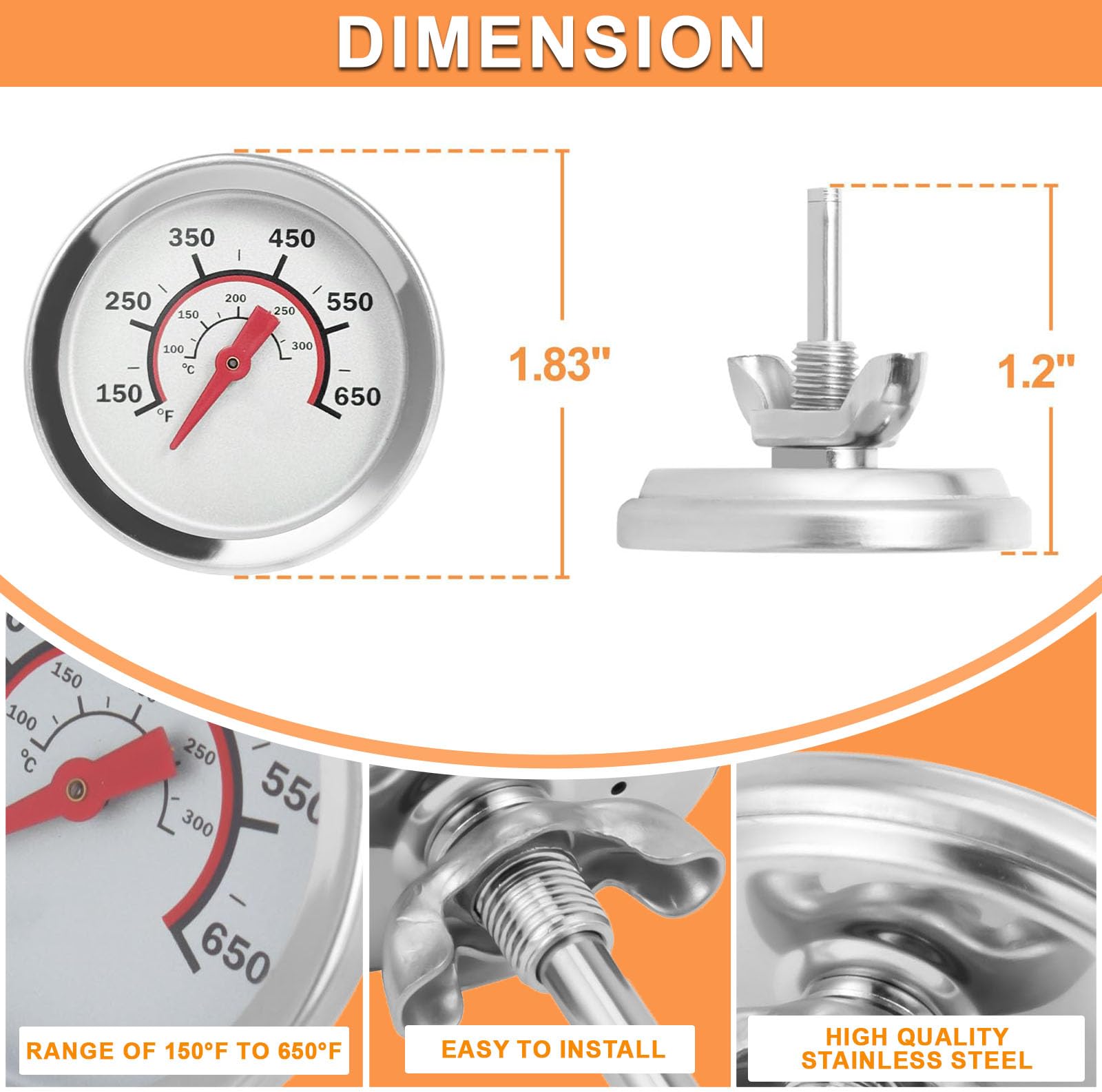 PETKAO lid gauge fits Char-Broil Advantage 4-6 burner models for reliable monitoring.