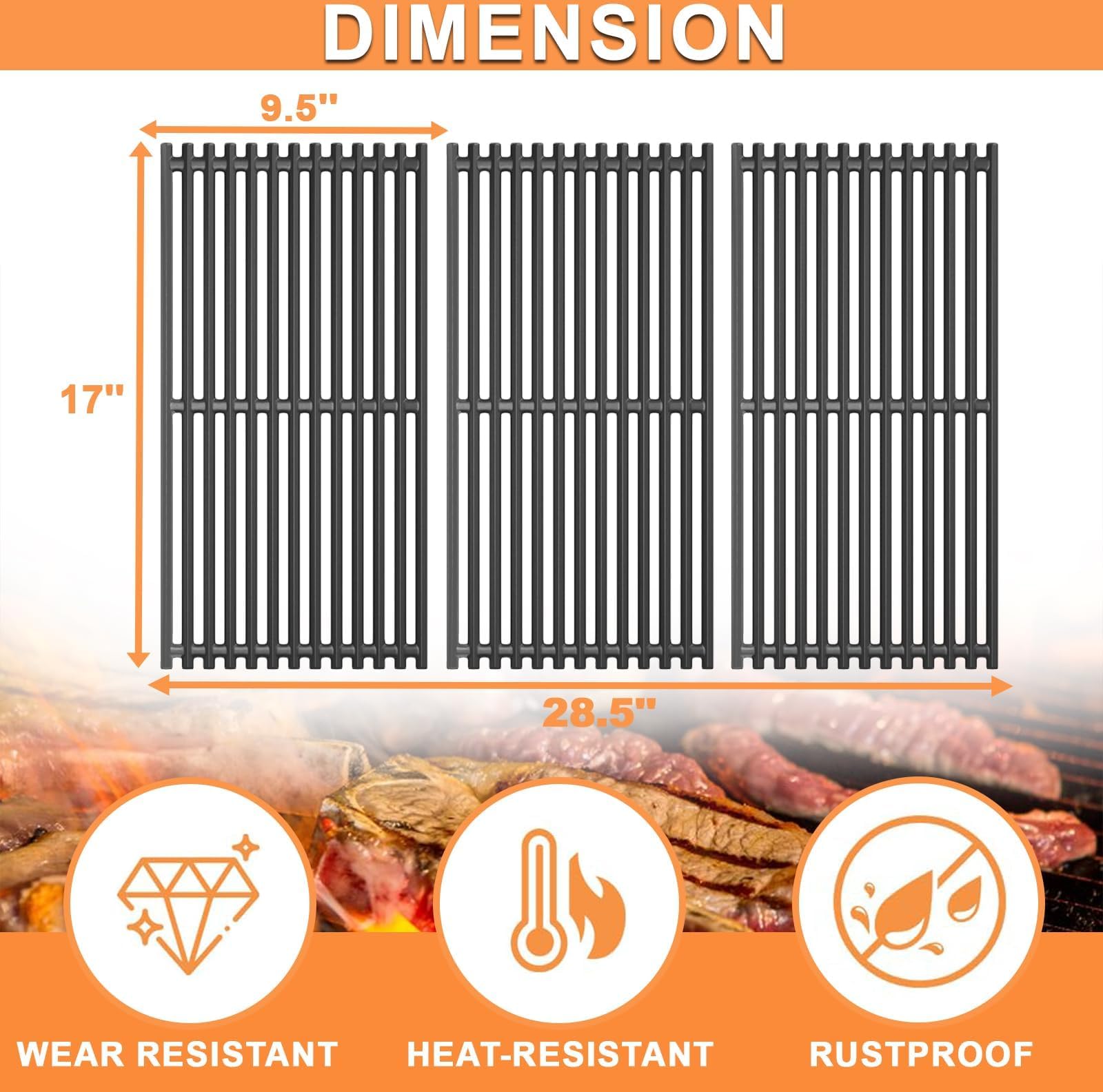 PETKAO Char-Broil compatible grate G541-0016-W2 for long-lasting grilling