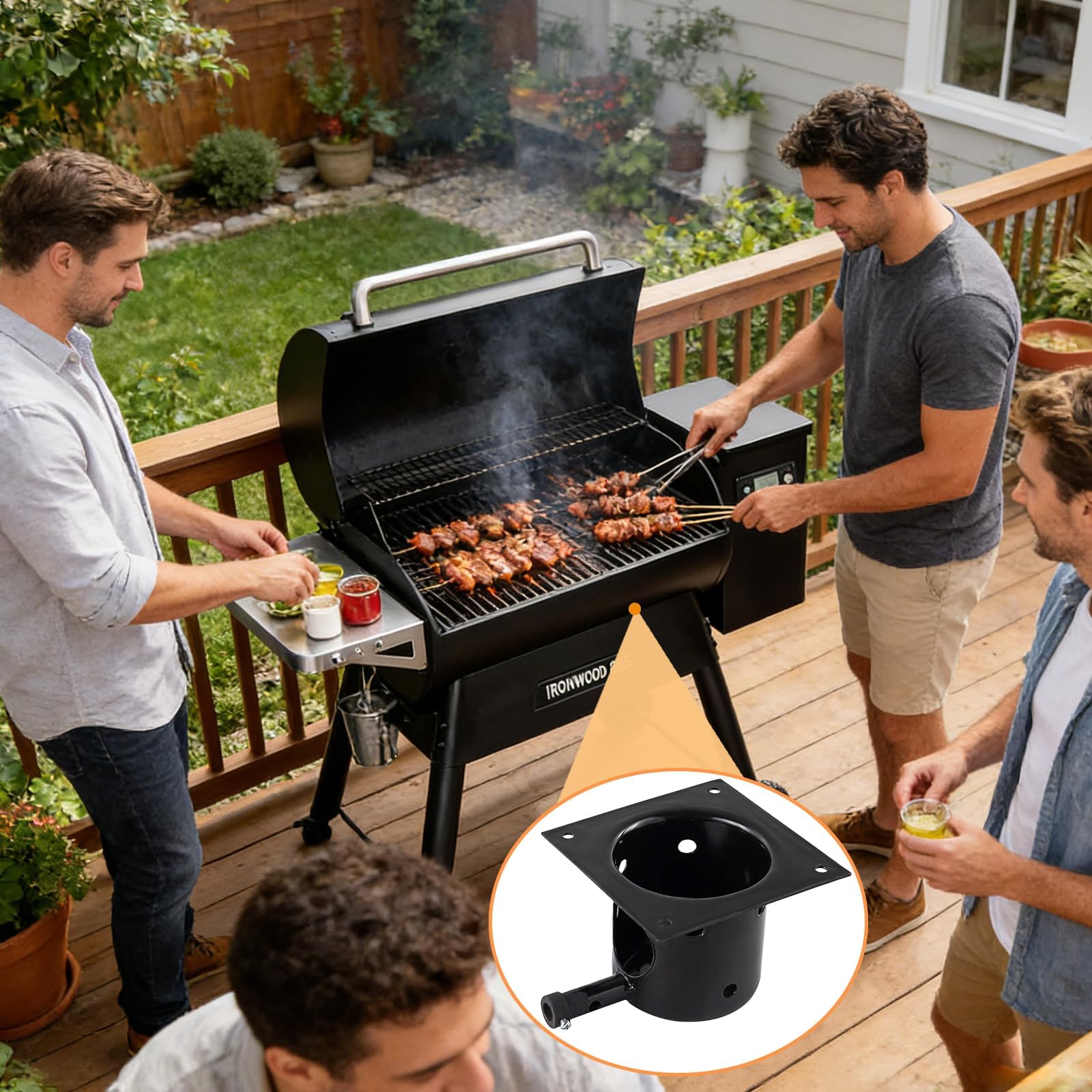 PETKAO fire pot works with Traeger Ironwood 885 and Pit Boss models.