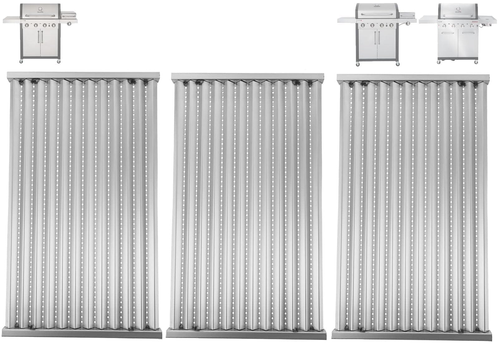 PETKAO G533-2200-W1 emitter plates, front view, improve heat distribution for Char-Broil grills.
